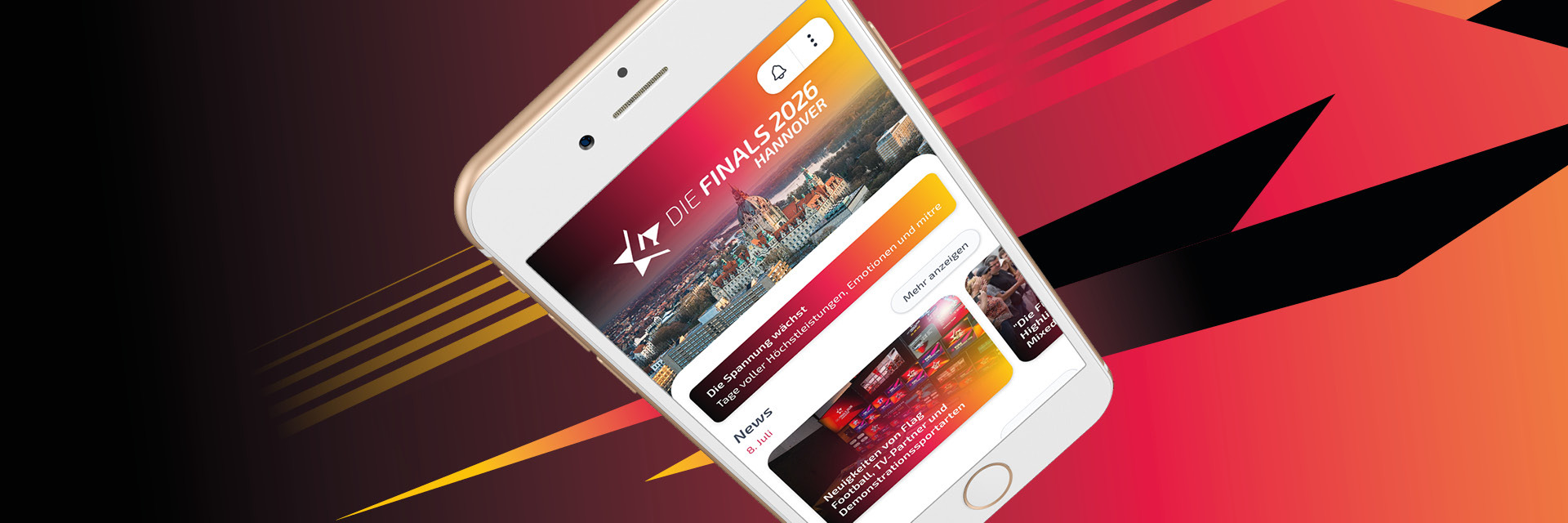 Finals Banner mit einem Screenshot von der Finals-App